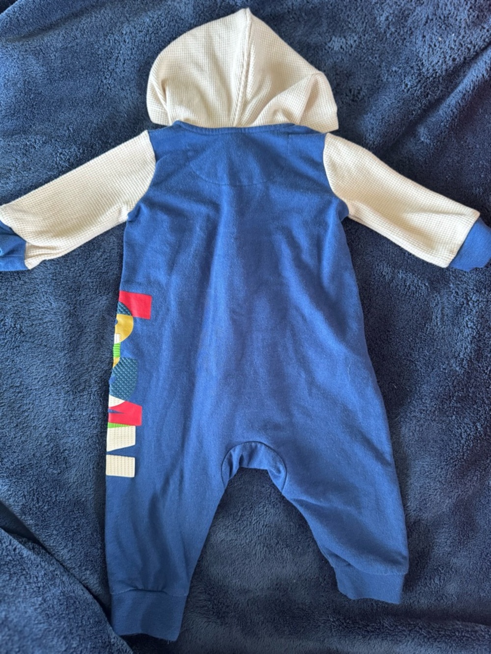 Nike Air Jordan Blue & Cream Color Messy Room Hooded Infant Coveralls, 3-6M (6M) - Picture 9 of 9